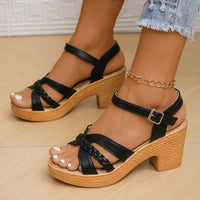Arya | Elegant Braided Platform Ankle Strap Sandals