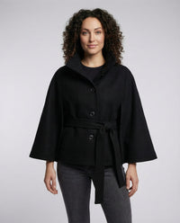 Mazie | Elegant High-Collar Belted Wrap Jacket
