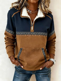 Melody |  Color-Block & Quarter-Zip Fleece Sweater
