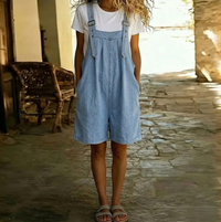 Madelyn | Vintage Washed Denim Short Overalls