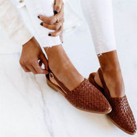 Sylvia | Woven Leather Pointed-Toe Slingback Sandals