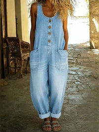 Riley | Vintage Relaxed Button-Front Overalls Jumpsuit