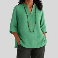 Mila | Relaxed-Fit V-Neck Linen Tunic Top