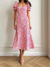 Lunessa | Women's Square Neck Summer Midi Dress