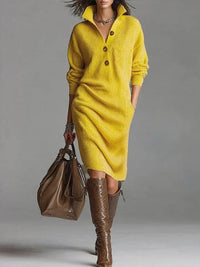 Marivelle | Women's Ribbed Button-Front Midi Dress
