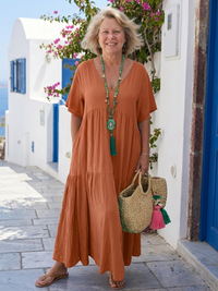 Aurora | Elegant Short Sleeve Tiered Maxi Dress