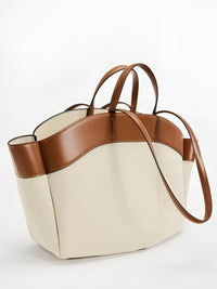 Zoey | Large Leather-Trim Canvas Tote Bag