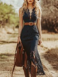 Juniper | Elegant And Trendy Lace V-Neck Midi Dress