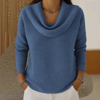 Emerie | Women's Warm Waffle Knit Cowl Neck Sweater
