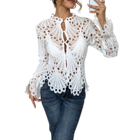 Juliana | Lace Cutwork Tie-Front Blouse