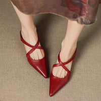 Nyla | Elegant Cross-Strap Genuine Leather Mules