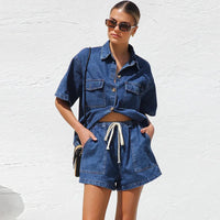 Camille | Relaxed And Stylish Denim Shirt And Shorts Set