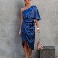 Avelisse | Women's One-Shoulder Wrap Style Mini Dress