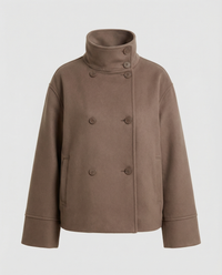 Aleah | Elegant High-Collar Double-Breasted Cropped Jacket