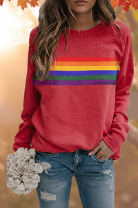 Elodie | Relaxed-Fit Rainbow Striped Crew-Neck Sweatshirt