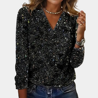Maria | Elegant and Sparkling V-Neck Glitter Top