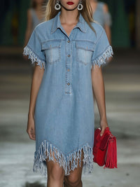 Lydia | Tailored And Sophisticated Collared Fringe Mini Dress