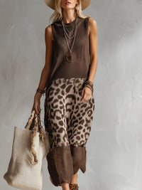 Esther | Elegant Knitted Dress with Leopard Accents