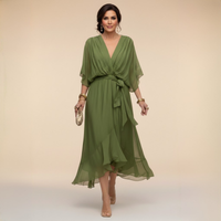 Arely | Flattering V-Neck Wrap Midi Dress