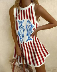 Caroline | Playful Nautical Striped Mini Tank Dress