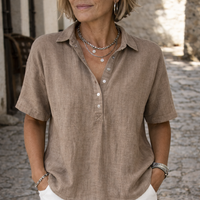 Isla | Elegant & Airy Linen-Style Button-Down Shirt