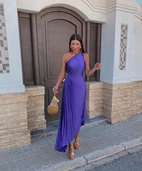 Lydia | Chic One-Shoulder Midi Wedding Guest Dress