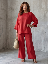 Julia | Stylish and Breathable Oversized Tunic & Wide-Leg Set
