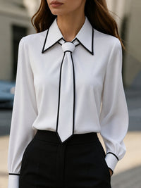 Paulina | Polished And Sharp Contrast Trim Button-Down Blouse