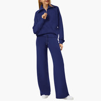 Avery | Elegant Half-Zip Wide-Leg Lounge Set