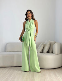 Naomi | Elegant Wide-Leg Halterneck Jumpsuit For Woman