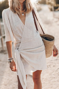 Virella | Women's Wrap Mini Dress with Asymmetrical Hem