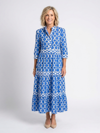 Bailey | Elegant Chain Print Midi Dress with Tiered Detail