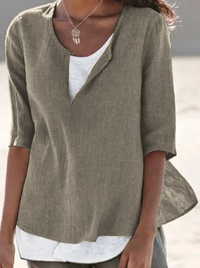 Aria | Relaxed Linen Blend Layered Hem Blouse