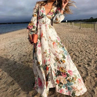 Selah | Romantic Floral Printed Long Sleeve Maxi Dress