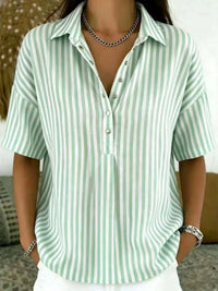 Valery | Comfortable And Chic Striped Collared Blouse