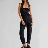 Zaria | Elegant Cross-Back Slim Fit Denim Dungarees