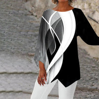 Elowen | Elegant And Trendy Geometric Asymmetric Tunic Top