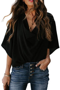 Nova | Elegant Draped Cowl Neck Batwing Blouse