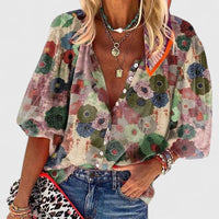 Elani | Relaxed Floral Print V-Neck Blouse