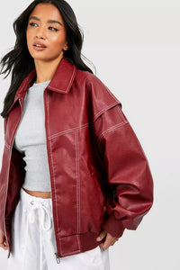 Landry | Vibrant Oversized Vegan Leather Jacket