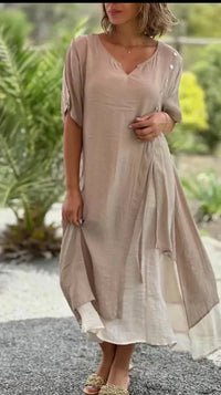 Angela | Elegant Asymmetric Layered Midi Dress