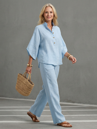 Ashley | Elegant Button-Front Tunic & Straight-Leg Trouser Set