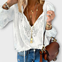 Melanie | Elegant V-Neck Long Sleeve Lace Blouse