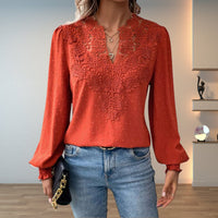 Liora | Comfortable And Elegant Lace-Bodice Long-Sleeve Blouse