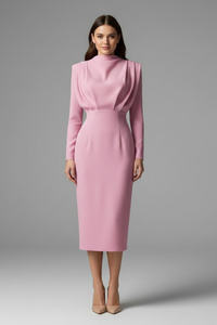 Sadie | Elegant Mock Neck Long Sleeve Maxi Dress