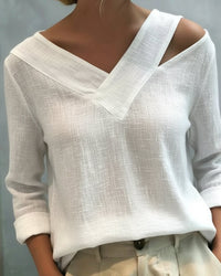 Marie | Asymmetric V-Neck & Relaxed Fit Women's Top