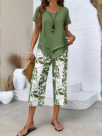 Luisa | Sophisticated Leaf Print Two-Piece Coordinated Set