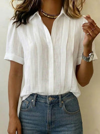 Emily | Sophisticated Textured Short Sleeve Button-Up Shirt