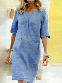 Renata | Effortless And Chic Split Neck Shift Dress
