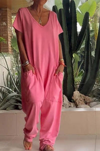 Hallie | Effortless Wide-Leg Casual V-Neck Jumpsuit